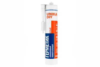 Герметик силиконовый универсальный UNIKA DIY, белый, (260мл), (1/24)