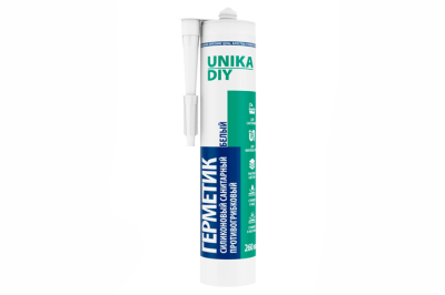 Герметик силиконовый санитарный UNIKA DIY, белый, (260мл), (1/24)
