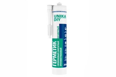 Герметик силиконовый санитарный UNIKA DIY, прозрачный, (260мл), (1/24)